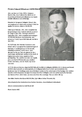 A preview of a PDF biography for Gilbertson, John Edward